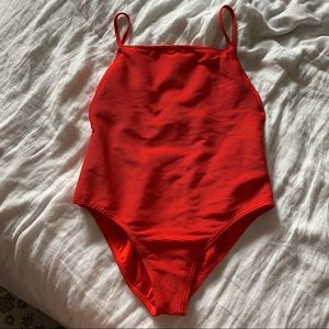 High Neck Red One Piece Billabong Bathing Suit